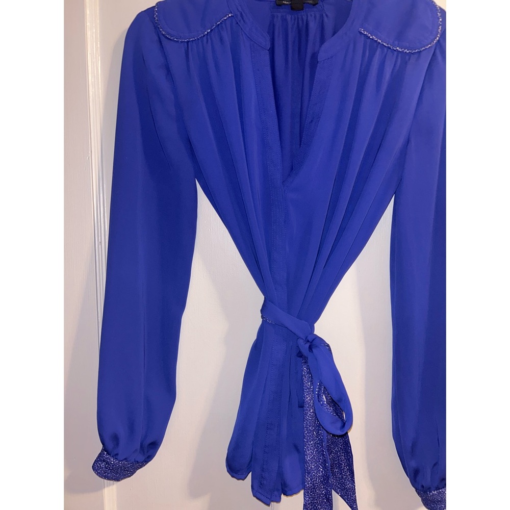 Mango MNG Long Sleeve Career Tie Top Shirt XS - Picture 3 of 5